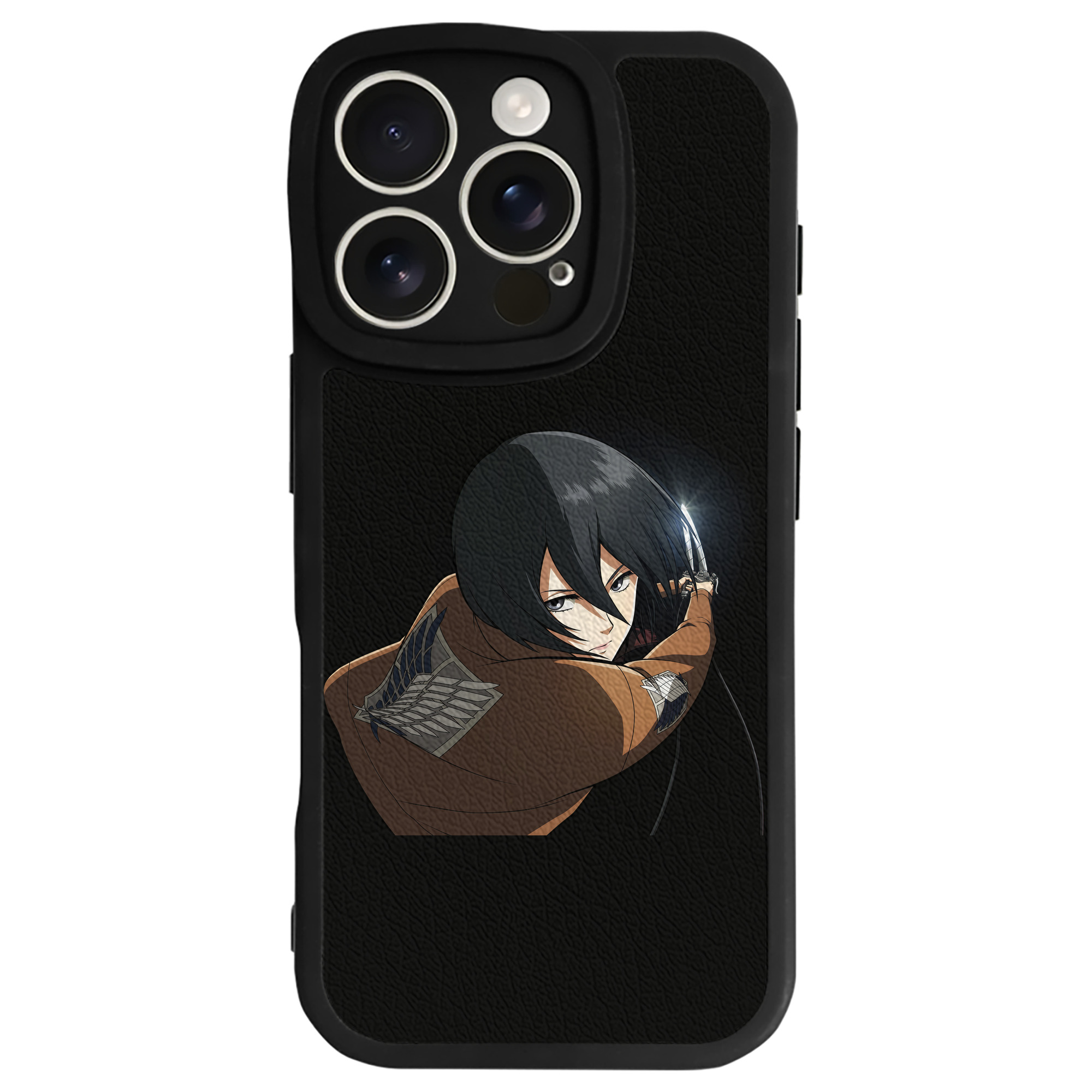 （画像用） 進撃の巨人 ミカサ·アッカーマン Attack on Titan Mikasa Ackerman 【iPhone 16シリーズ対応】シリコンスマホケース（レザー調） 材質：シリコン